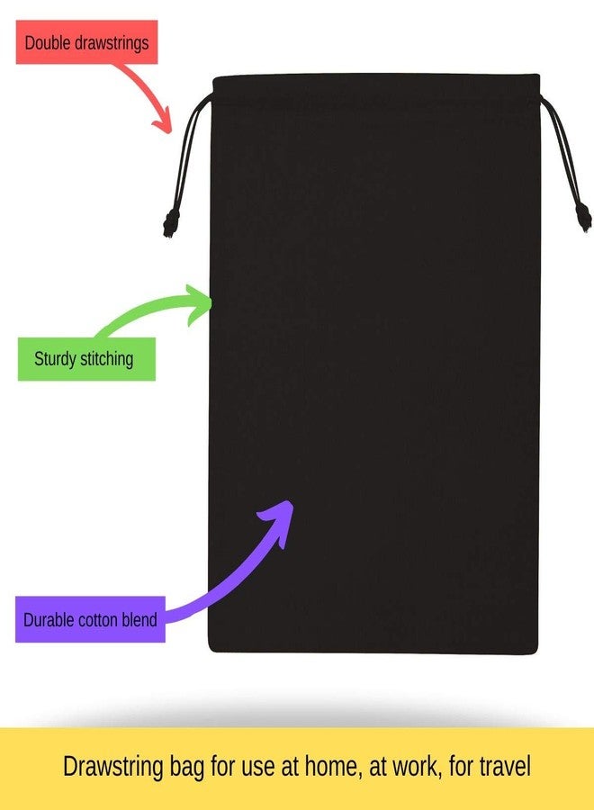 DR Black Cotton Drawstring Bags for Storage, Wardrobe, Travel and Household Organization (8 x 10 inch - 12 pack) - Image 4